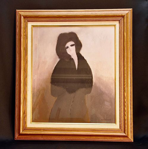 Sold out! Yoshiaki Sakamoto (1939~) Member of the Issuikai House of Representatives Japan Artists Federation F10 oil painting "Woman in pose" Signed Estate sale! MMC
