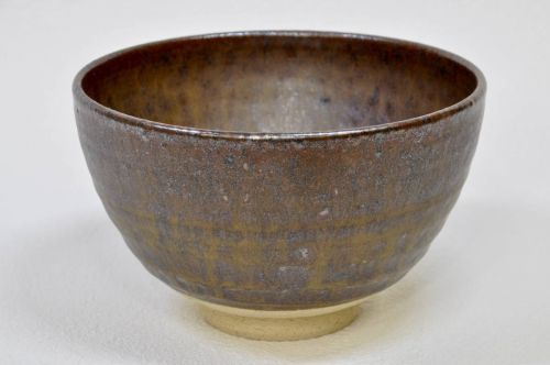 Sold out! Showa vintage tea utensils Seto ware Mizuno Juzan-zukuri iron sand glaze matcha bowl tea tray good condition estate sale