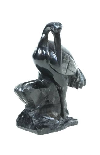 Sold out! Chinese antique Obsidian Crane figurine Paper weight Natural power stone sculpture Estate sale! YYS