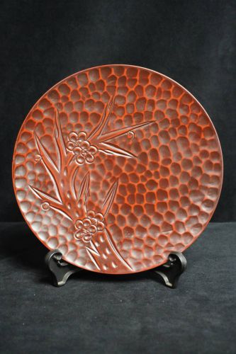 Sale special price! Showa vintage Kamakura carving Motoki lacquerware Maru confectionery plate Estate sale! MTK