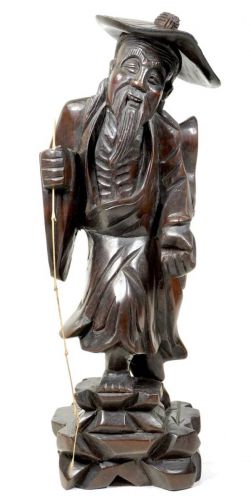 50% off! Chinese Antique Chinese Art Itto Hokuto Statue Height 30cm! A masterpiece carved from a single tree! There are cracks over time, but it tastes great KNA