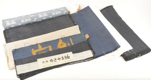 Showa Vintage Kimono Fabric Cloth 3-Piece Set Pure Silk Rokujo Yukiyama Tsumugi 2-Piece Creative Handmade Unused Good Old Showa Fabric Set! THT