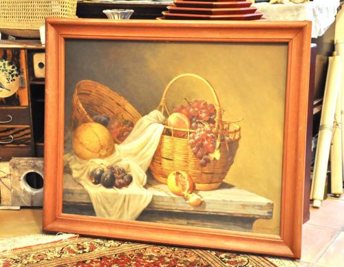 50% OFF! Vintage Painting Import Still Life Fruit Basket Dynamic Size W88 X H73 Print Vintage Painting ②KH