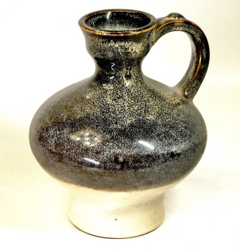 Showa vintage sea urchin glaze vase Water jug vase with handle Diameter 12 cm Height 15.5 cm The two layers of sea urchin glaze and white glaze are wonderful!