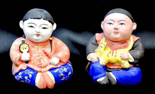 50% OFF! Valuable! Chinese ancient toys Chinese antique art Former Manchurian era Muddy dolls from Yamatsuka Province, China Width 10cm X Depth 11cm X Height 12cm MYK