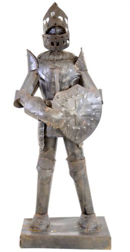 Sold Out! Vintage Art Tin Knight Statue Interior Object Medieval Western Handmade H / 55cm Estate Sale! IKT