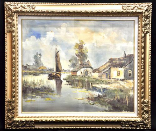 30% OFF! Dutch artist Alfred Newman 1970s oil painting No. 12 with certification Width 77.5cm X Height 67cm Painting amount NTT