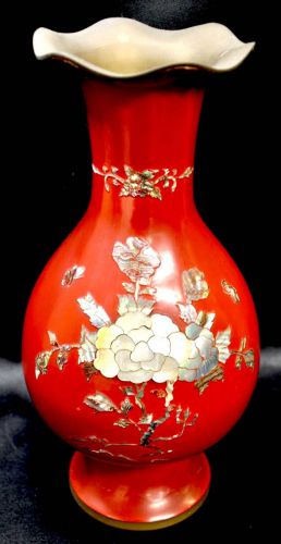 50% OFF! Jidaimono Mid 20th Century Chinese Ancient Toys Chinese Antique Art Raden Flower Crest Decoration Zhutu Vase Vase Height 35 cm! Estate Sale! YSO
