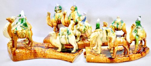 Sold out! Chinese antique Chinese antique art Sancai figurine Silk Road object A wonderful masterpiece with a total length of about 1 m! Estate sale OB