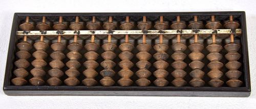 Sold out! Jidaimono Meiji period Gokyu abacus Old tools Stationery Japanese antique abacus! Width 22cm X Depth 8cm Estate sale! SJO