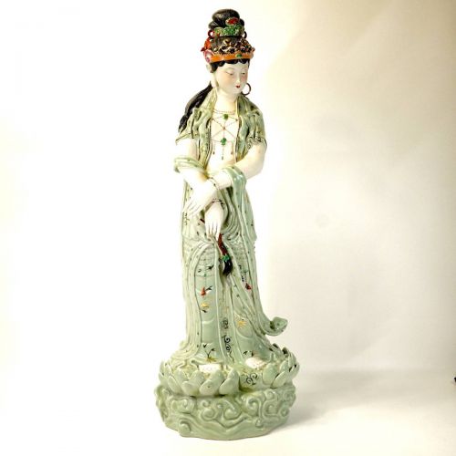 Sold out! Chinese antique Chinese antique art Jingdezhen Suigetsu Kannon statue Height 71 cm Limited edition product Estate sale! OB