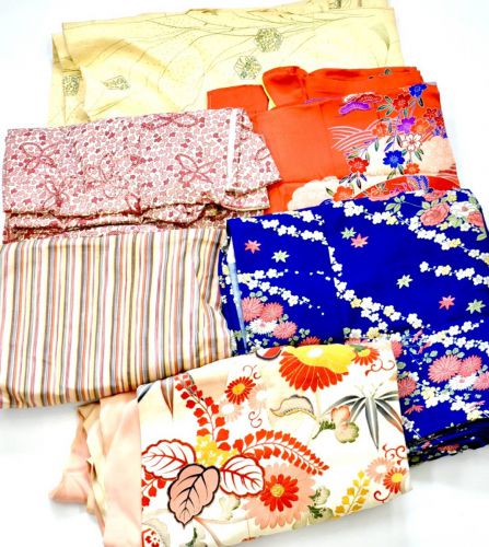 Sold out! Showa Retro 6 old cloths Remake material, etc. Kimono, Furisode Japanese style Kimono Creative handmade taste fabric Vintage TKT