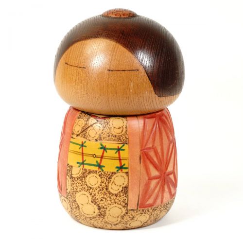 Showa Vintage Creative Kokeshi Kokeshi Sekiguchi Prime Minister's Award Winner Writer 11 cm in diameter 19 cm in height A masterpiece of a master craftsman who expresses the appearance of wearing a kimono in a tasteful manner!