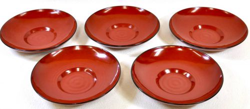 Sold out! Vermilion cup plate 5 customer lineup Wooden Motoki lacquer Width 15cm X Height 3cm Estate sale! SJO